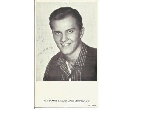 Pat Boone signed 6x4 vintage photo. American singer, composer, actor, writer, television personality, motivational speaker, a