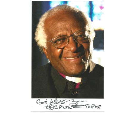 History Desmond Tutu 6x4 signed colour photo. Desmond Mpilo Tutu (born 7 October 1931) is a South African Anglican cleric and