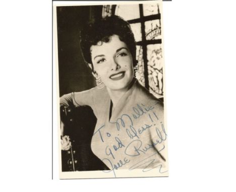 Jane Russell signed 6x4 vintage photo. (June 21, 1921 - February 28, 2011) was an American film actress and one of Hollywood'