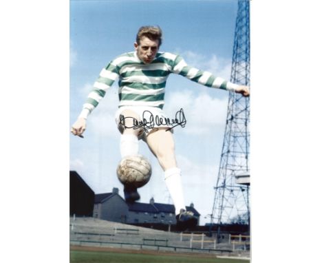 Signed Tommy Gemmell (Celtic) Photo, 12" X 8" Depicting A Wonderful Image Showing The Celtic Full-Back Demonstrating A Full L