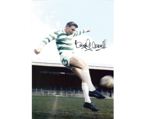 Signed Tommy Gemmell (Celtic) Photo, 12" X 8" Depicting A Wonderful Image Showing The Celtic Full-Back Demonstrating A Full L