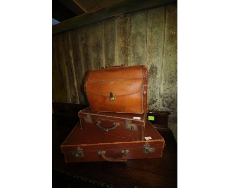 Vintage suitcases &amp; leather briefcase