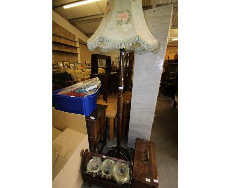 1930's oak standard lamp and magazine rack