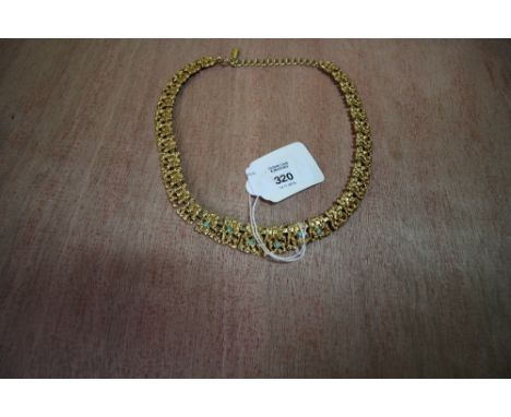 Vintage gilt metal and faux turquoise collar