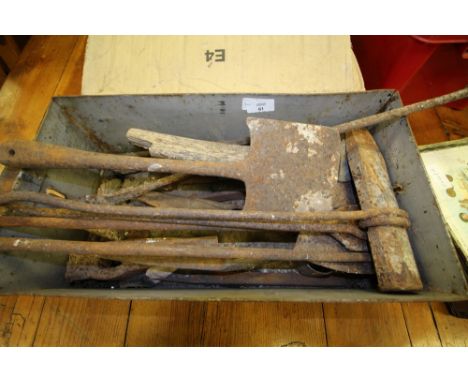 Box of vintage blacksmith's tools