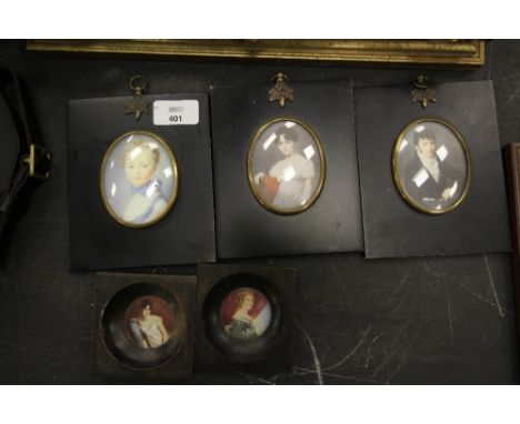 Gilt Framed Painting &amp; Portrait miniatures