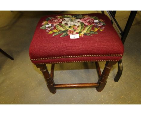 Tapestry Upholstered Oak Stool