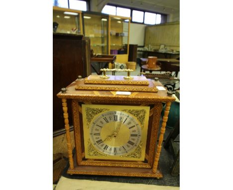 Modern carved wooden mantel clock