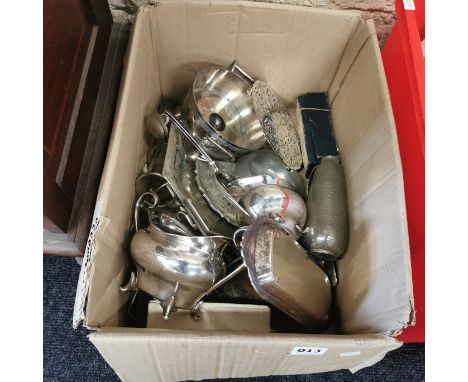 BOX LOT OF SILVER PLATE &amp; CUTLERY