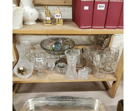 SHELF LOT OF GLASSWARE