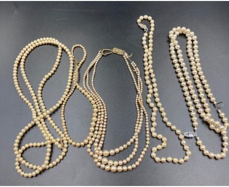 A small selection of pearl necklaces