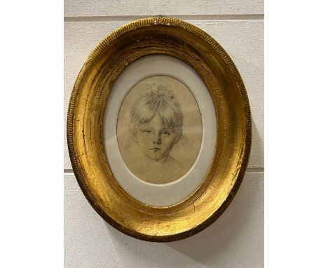 A framed miniature portrait of a girl on silk 