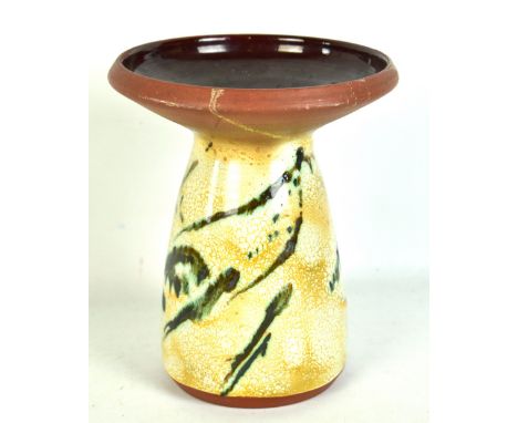 CATHERINE CONETT FOR POOLE POTTERY; an Atlantis mushroom vase, with stylised decoration and impressed marks to base, height 1