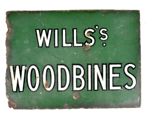 An original enamel advertising sign inscribed 'Wills Woodbines', 30 x 41.5cm.