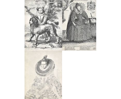 AFTER JAN MULLER; a black and white print, a study of a noble woman bearing pencil signature to lower right, 37 x 28.5cm and 