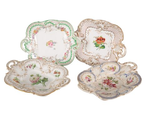 A GROUP OF FOUR H & R DANIEL SAVOY SHAPE SERVING DISHES including two low rectangular comports with twin pierced handles, in 