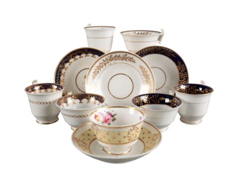 A GROUP OF THREE H & R DANIEL LONDON SHAPE TRIOS in pattern 3885, pattern 4073 and pattern 2721, all variously decorated with