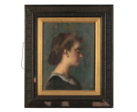 JEAN-JACQUES HENNER (1829-1905) A profile portrait of Dorothy Tennant head and shoulders, signed and dated 1880, oil on panel