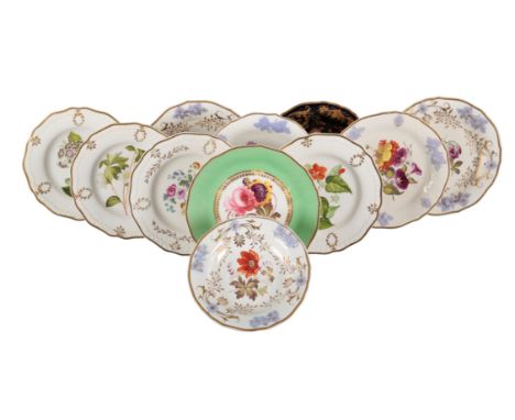 A COLLECTION OF ELEVEN H & R DANIEL CUSPED SHAPE PLATES including two in pattern 3835, inscribed 'Daniel' to the base, one in