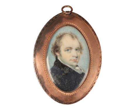 ENGLISH SCHOOL, EARLY 19TH CENTURY A double-sided portrait miniature one side depicting a gentleman in a blue coat, painted o