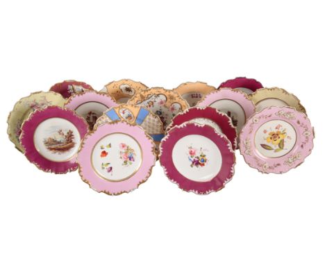 A COLLECTION OF H & R DANIEL SHREWSBURY SHAPE PLATES including two plates in pattern 4276, with landscapes to the centre and 