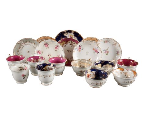 A LARGE COLLECTION OF H & R DANIEL SHELL 'B' SHAPE CUPS AND SAUCERS in various patterns, including cups in pattern 4952, patt