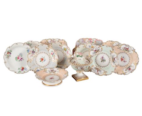 A COLLECTION OF H & R DANIEL MAYFLOWER SHAPE WARES including a cream bowl, in pattern 4635, 18cm high, a low comport, in patt