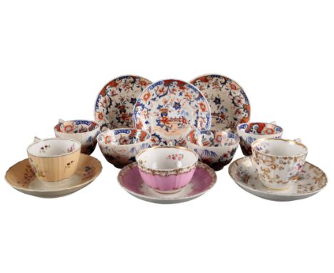 A GROUP OF SIX H & R DANIEL RIBBED SHAPE CUPS AND SAUCERS including a trio, a teacup and a coffee cup of the ribbed 'A' varie