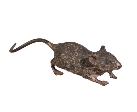 FRANZ BERGMAN (1861-1936) AN AUSTRIAN COLD PAINTED BRONZE MOUSE19th century, with stamped marks to underside, 11cm long