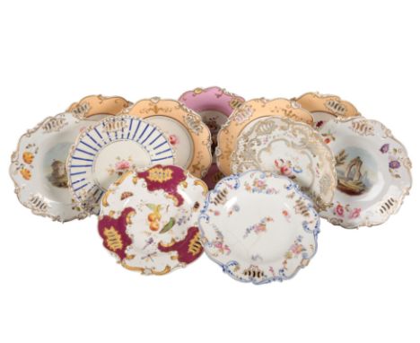 A COLLECTION OF H & R DANIEL SHELL 'PIERCED' SHAPE PLATES including two in pattern 5437, decorated with flowers to the centre
