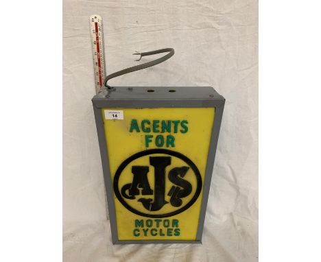 AN AGENT FOR AJS MOTORCYCLES ILLUMINATED LIGHT BOX SIGN 27CM X 46CM X 10CM 