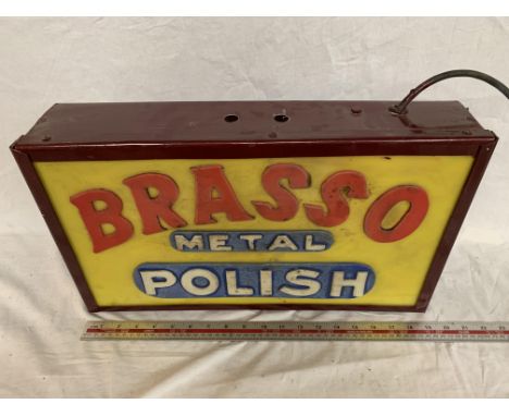 A BRASSO METAL POLISH ILLUMINATED LIGHT BOX SIGN 49CM X 29CM X 10CM 