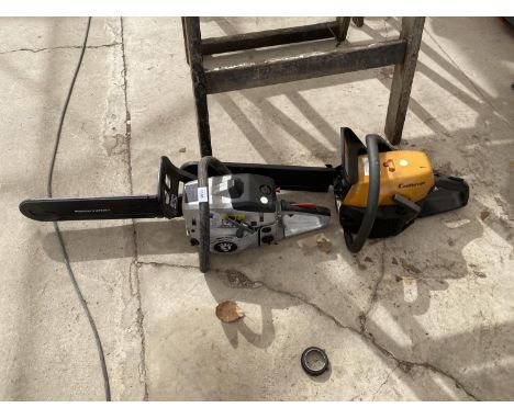 A CALIFORNIA PETROL CHAINSAW IN WORKING ORDER AND AN SJ PETROL CHAINSAW FOR SPARES OR REPAIRS 