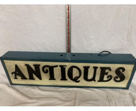 AN ANTIQUES ILLUMINATED LIGHT BOX SIGN 86CM X 24CM X 10CM 