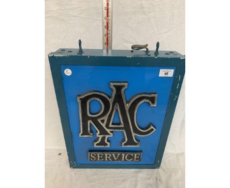 AN RAC ILLUMINATED LIGHT BOX SIGN 17 INCHES HIGH X 14 INCHES WIDE 