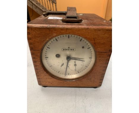 A BENZING WOODEN CASED RACING PIGEON CLOCK 