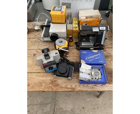 A SLIDE PROJECTOR, ACCESSORIES, CAMERA, SPLICER ETC 