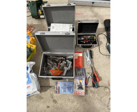 THREE ALLOY TOOL CASES CONTAINING VARIOUS TOOLS 