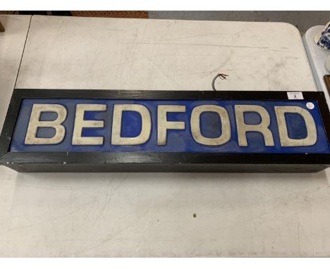 A BEDFORD ILLUMINATED LIGHT BOX SIGN 77CM X 19CM X 10CM 