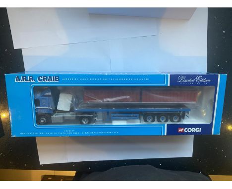 A LIMITED EDITION OF 2000 CORGI MAN FLATBED WITH CONTAINER LOAD "A R R CRAIG TRANSPORT LTD"  NUMBER CC12004 1:50 SCALE - IN M