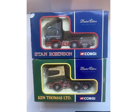 TWO WAGONS - A CORGI ERF ECS TRACTOR UNIT "STAN ROBINSON"  NUMBER CC12706 AND A CORGI SCANIA 4 SERIES TRACTOR UNIT "KEN THOMA