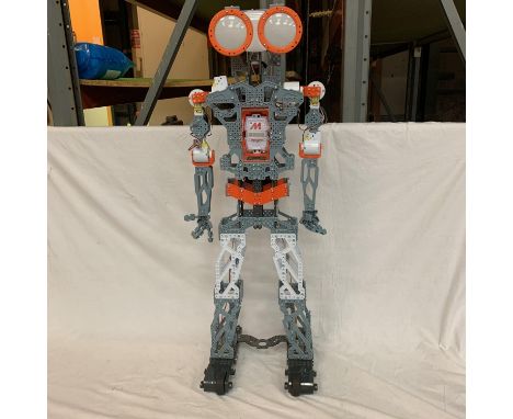 A LARGE BUILT MECCANNO MODEL ROBOT TO HOUSE AN I PHONE WITH APP AVAILABLE TO WORK THE MODEL 