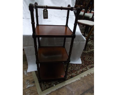 3 shelf Victorian mahogany what not with turned suppports