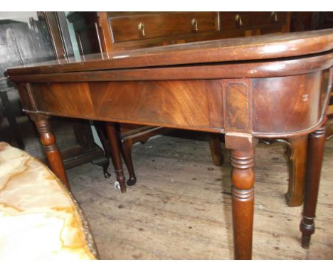 Rectangular topped mahogany fold over tea table, single gate (41" x 38" when fully extended)