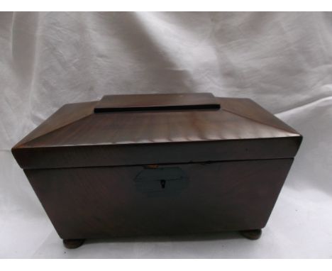 Mahogany tea caddy box on bun feet