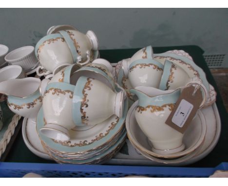 Royal Tuscan turquoise and light yellow part bone china tea service (39 pieces)