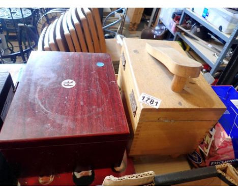 Shoe box, wooden box, Polaroid camera and a boxing DVD set. Not available for in-house P&amp;P 
