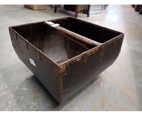 Antique metal bound wooden trug. Not available for in-house P&amp;P 