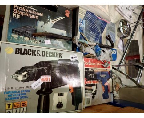 Mixed tools including Black &amp; Decker hammer drill in box. Not available for in-house P&amp;P 