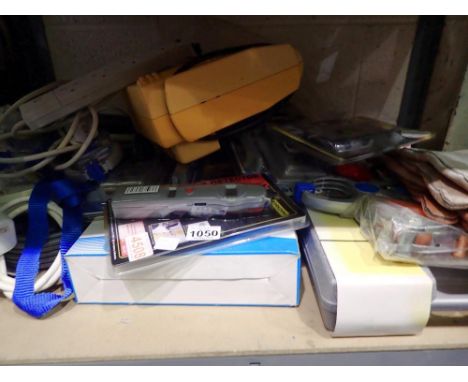 Mixed shelf of electrical items and tools. Not available for in-house P&amp;P 